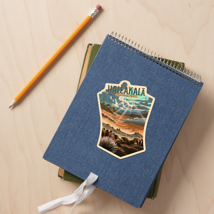 Haleakalā National Park, Lithograph National Park Series, Contour, Vinyl Sticker Sticker Lantern Press