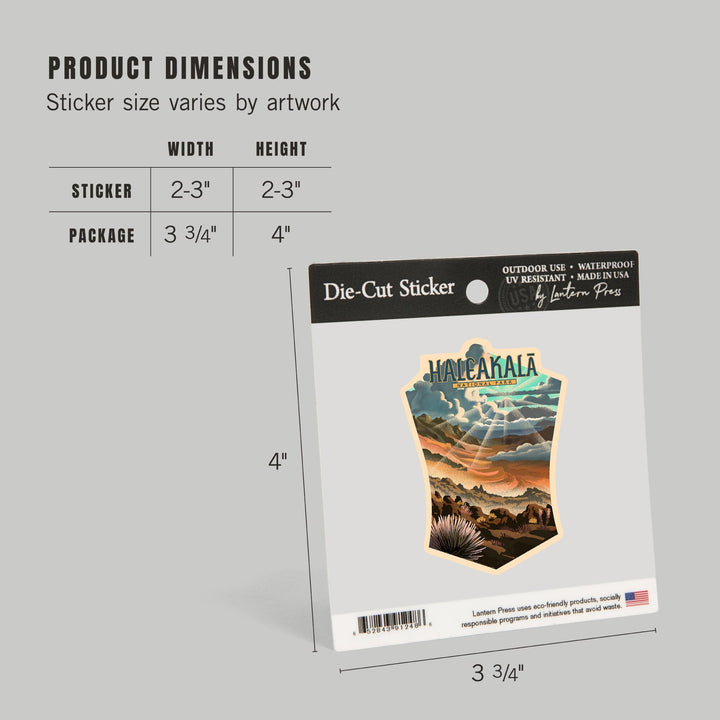 Haleakalā National Park, Lithograph National Park Series, Contour, Vinyl Sticker Sticker Lantern Press