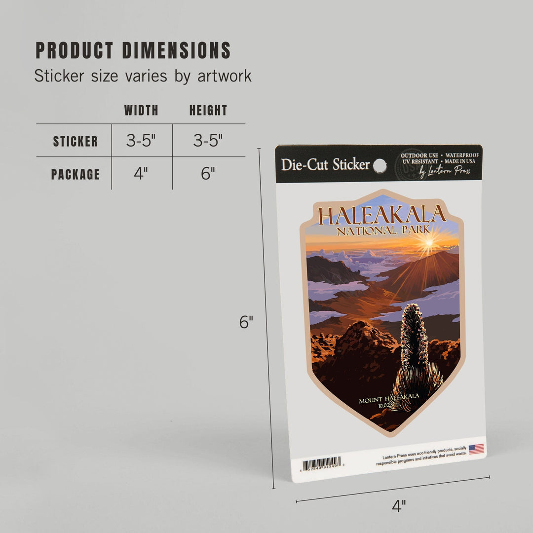 Haleakalā National Park, Sunrise, Contour, Vinyl Sticker Sticker Lantern Press