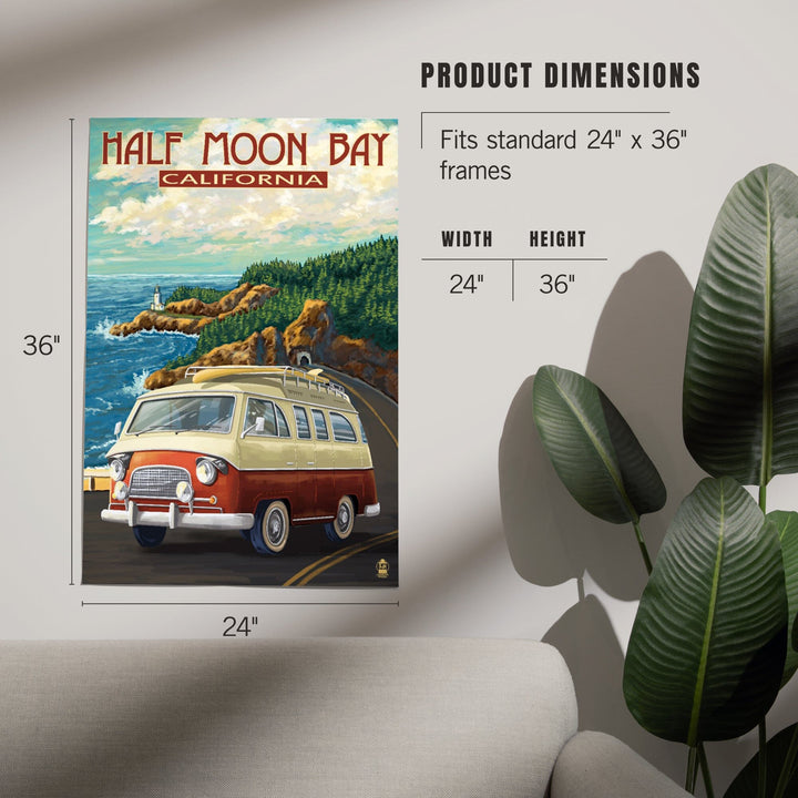 Half Moon Bay, California, Camper Van, Art & Giclee Prints - Lantern Press
