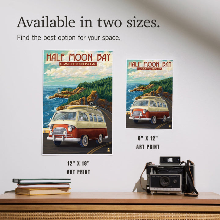 Half Moon Bay, California, Camper Van, Art & Giclee Prints - Lantern Press