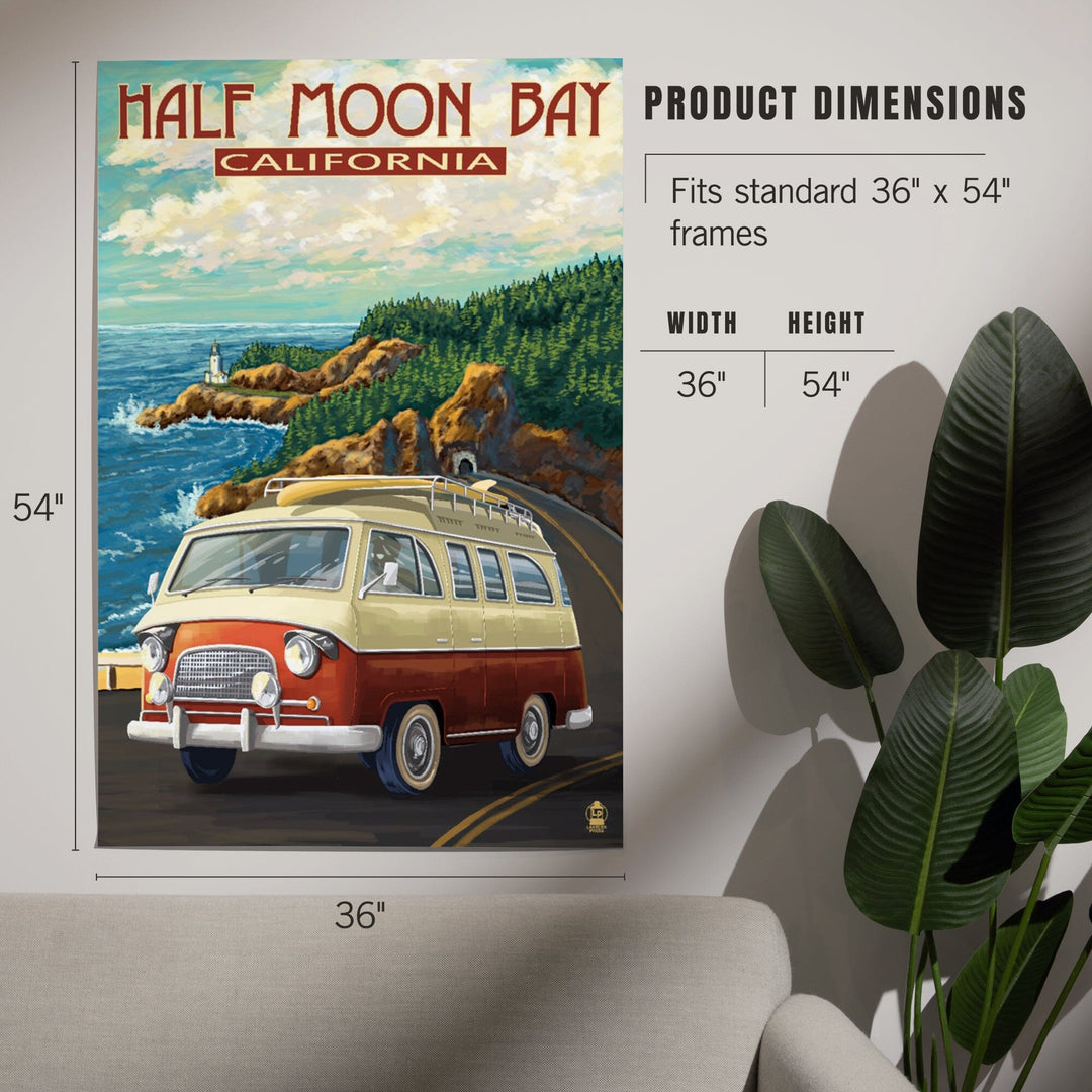 Half Moon Bay, California, Camper Van, Art & Giclee Prints - Lantern Press