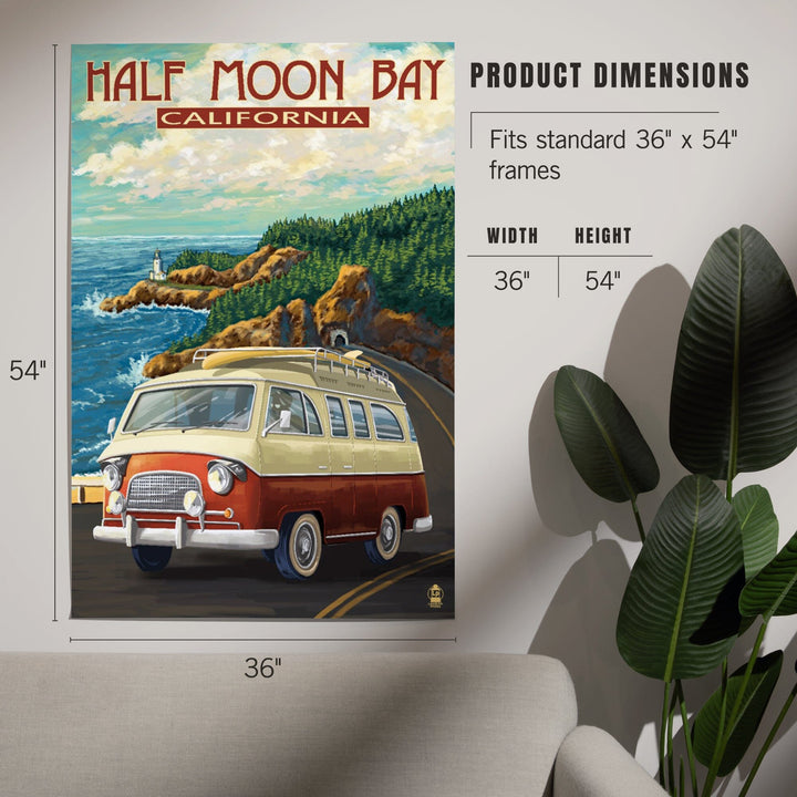 Half Moon Bay, California, Camper Van, Art & Giclee Prints - Lantern Press