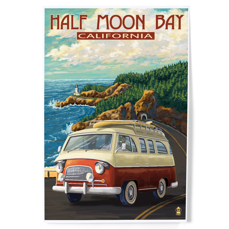 Half Moon Bay, California, Camper Van, Art & Giclee Prints - Lantern Press