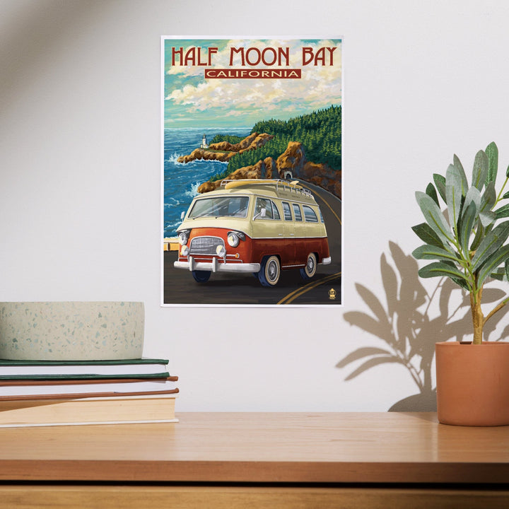 Half Moon Bay, California, Camper Van, Art & Giclee Prints - Lantern Press