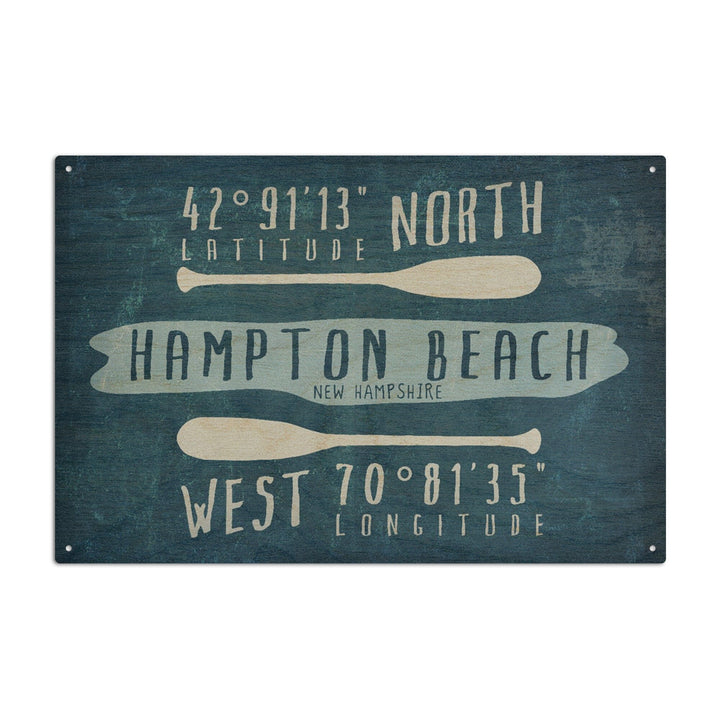 Hampton Beach, New Hampshire, Beach Essentials, Latitude & Longitude, Lantern Press Artwork, Wood Signs and Postcards - Lantern Press