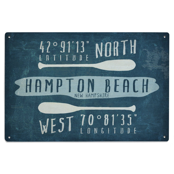 Hampton Beach, New Hampshire, Beach Essentials, Latitude & Longitude, Lantern Press Artwork, Wood Signs and Postcards - Lantern Press