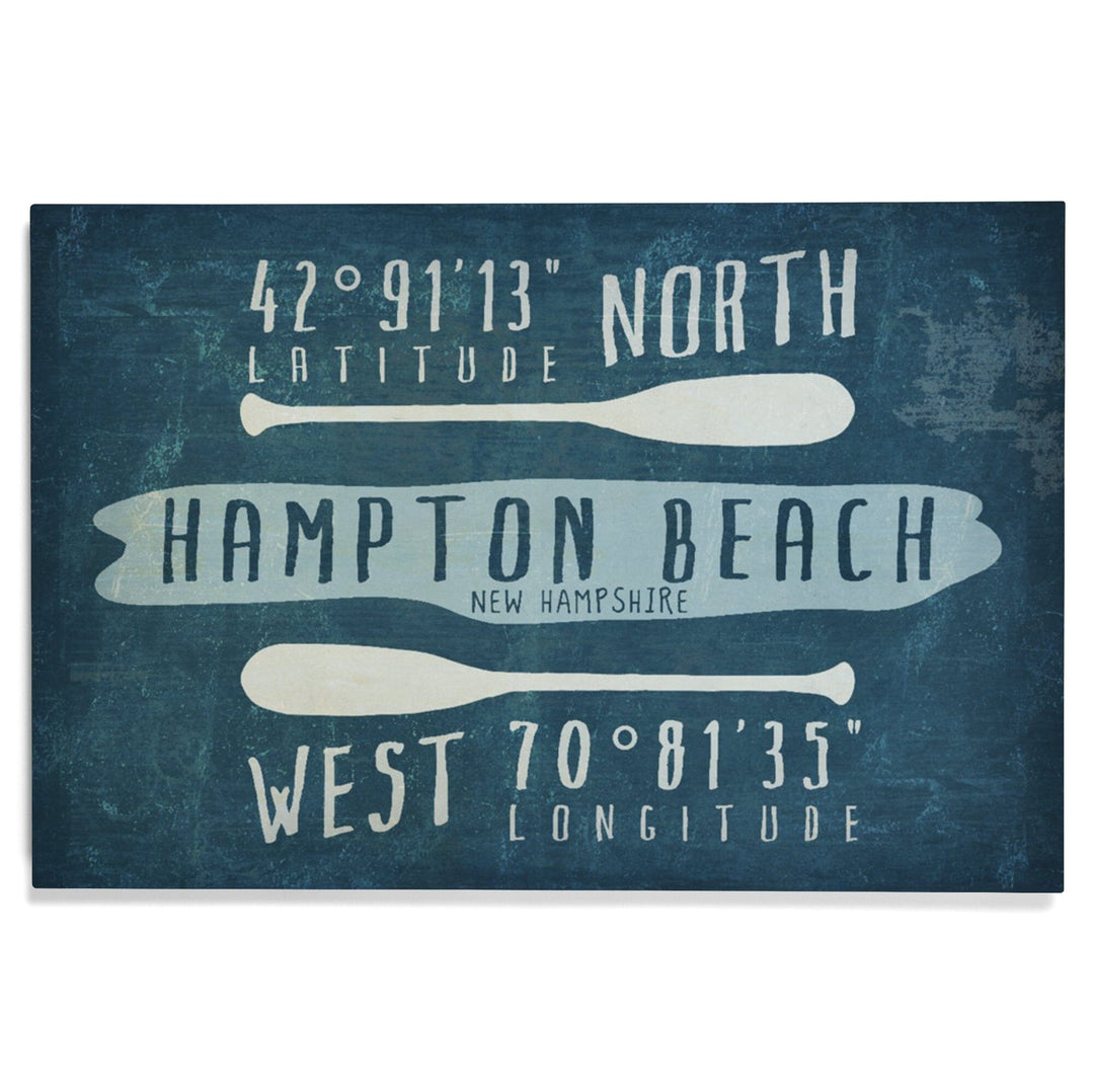 Hampton Beach, New Hampshire, Beach Essentials, Latitude & Longitude, Lantern Press Artwork, Wood Signs and Postcards - Lantern Press