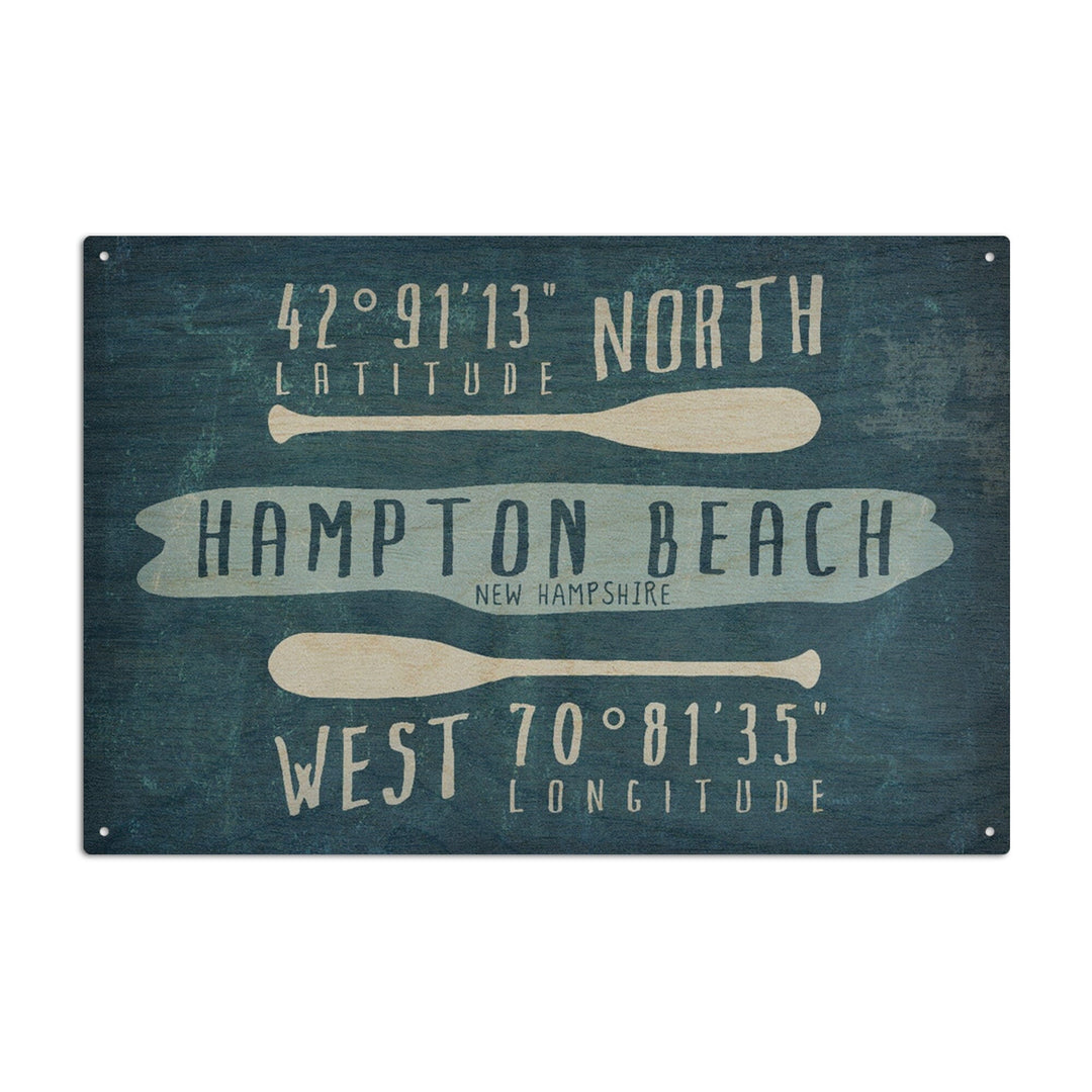 Hampton Beach, New Hampshire, Beach Essentials, Latitude & Longitude, Lantern Press Artwork, Wood Signs and Postcards - Lantern Press