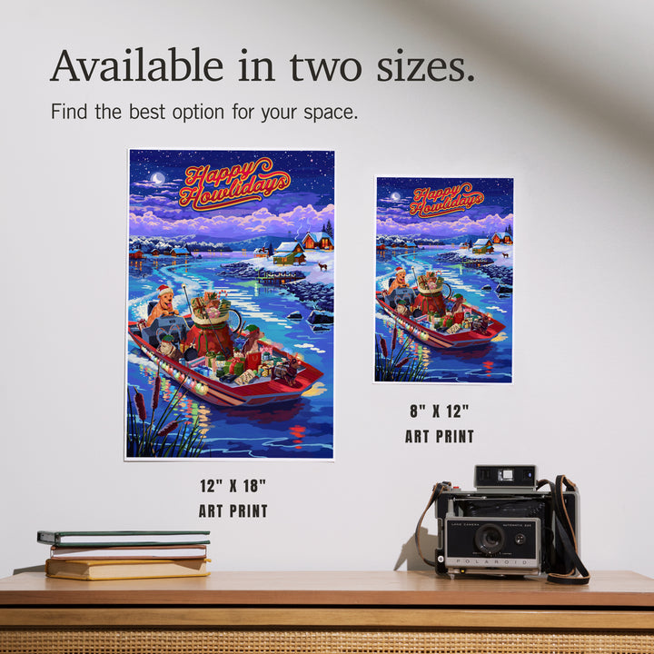 Happy Howlidays, Painterly, Santa Dog and Helpers, Art & Giclee Prints Art Lantern Press