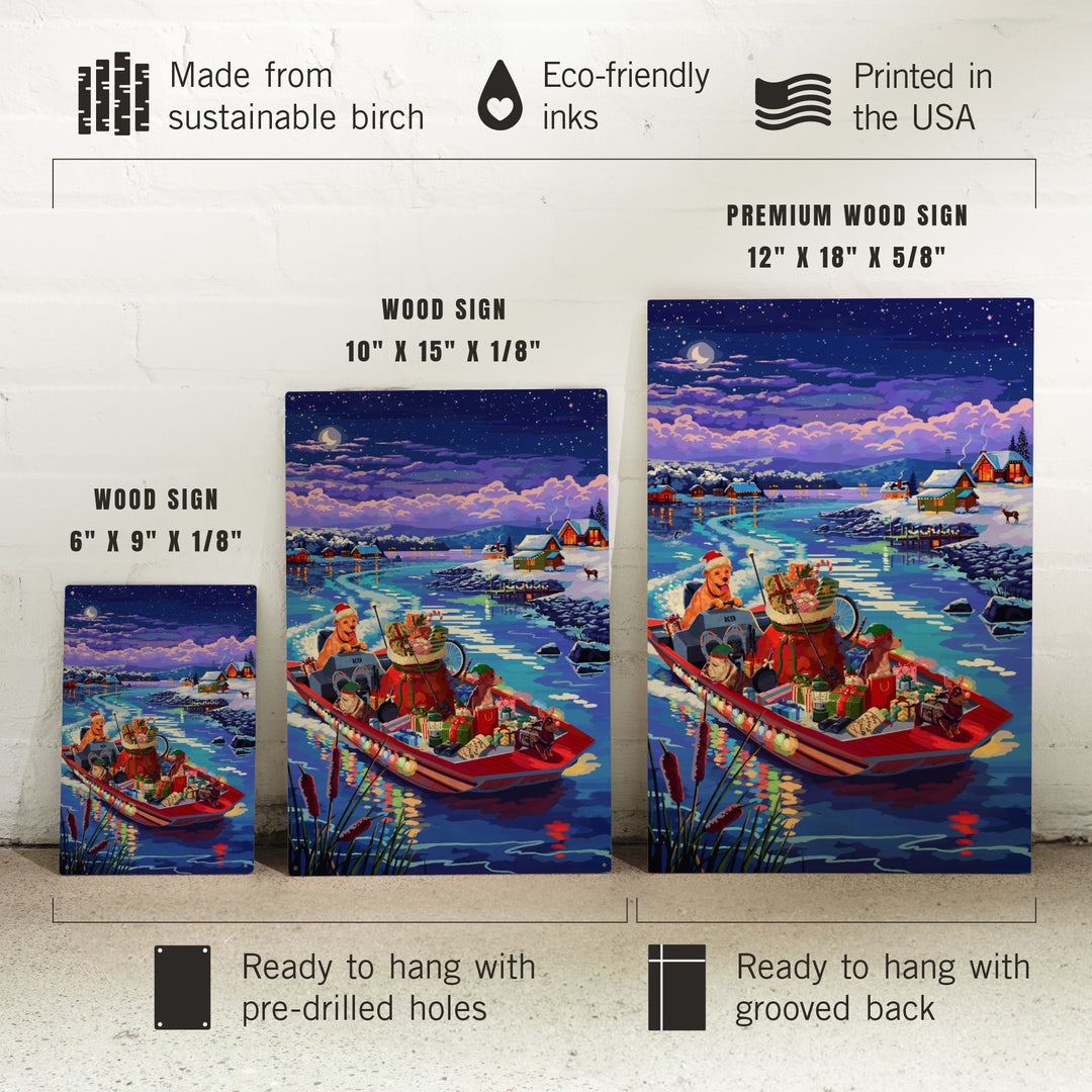 Happy Howlidays, Painterly, Santa Dog and Helpers, Wood Signs and Postcards Wood Lantern Press