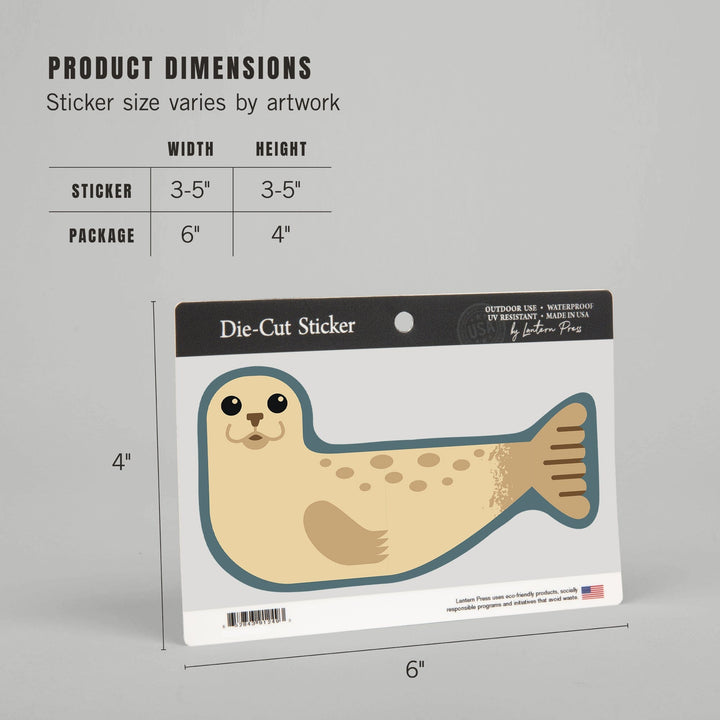 Harbor Seal, Geometric, Contour, Lantern Press Artwork, Vinyl Sticker - Lantern Press