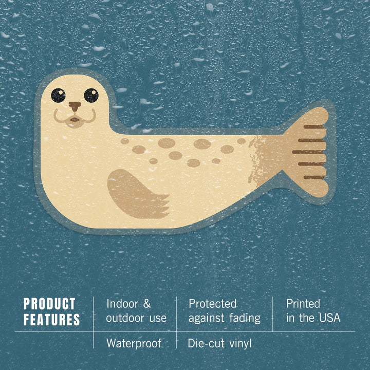 Harbor Seal, Geometric, Contour, Lantern Press Artwork, Vinyl Sticker - Lantern Press