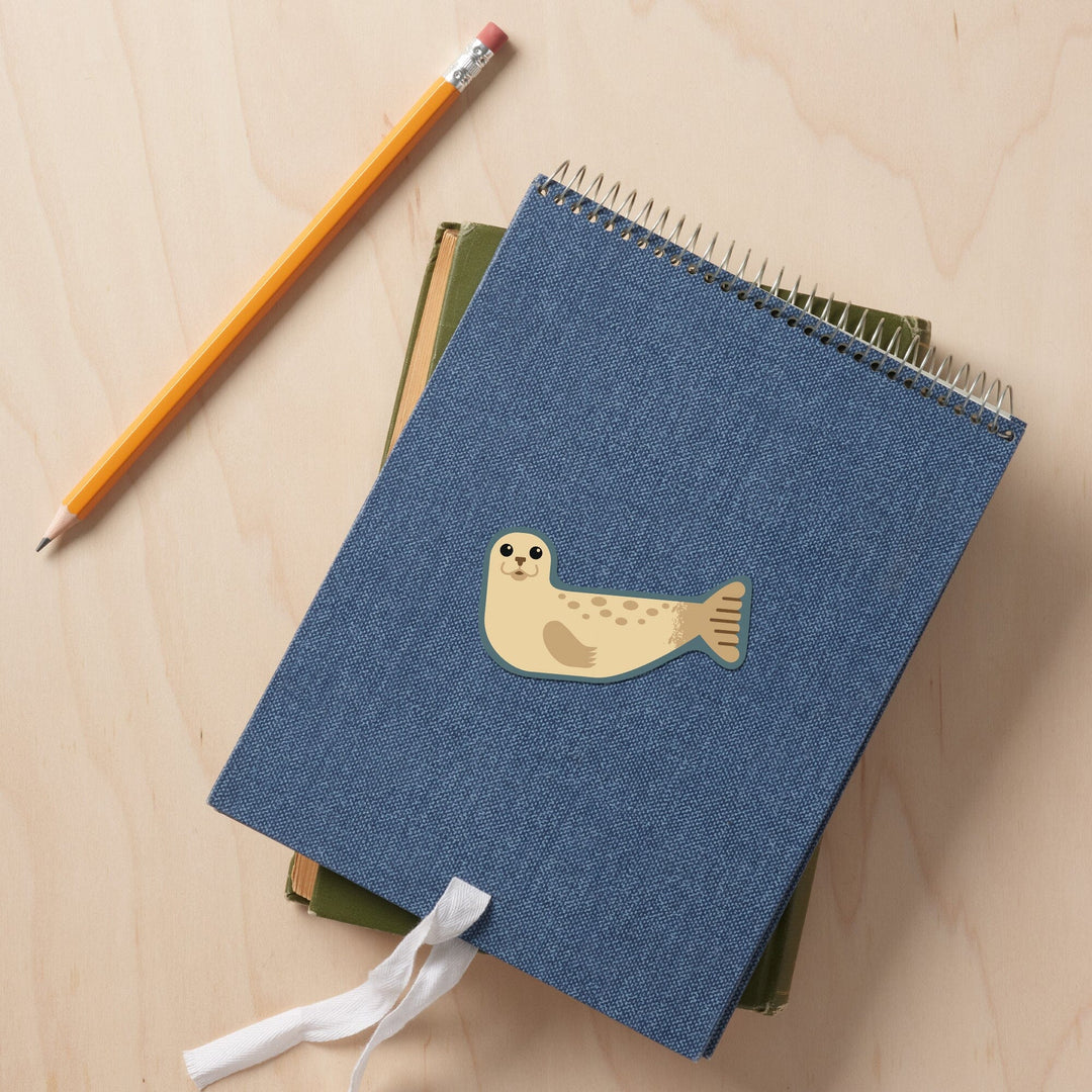 Harbor Seal, Geometric, Contour, Lantern Press Artwork, Vinyl Sticker - Lantern Press