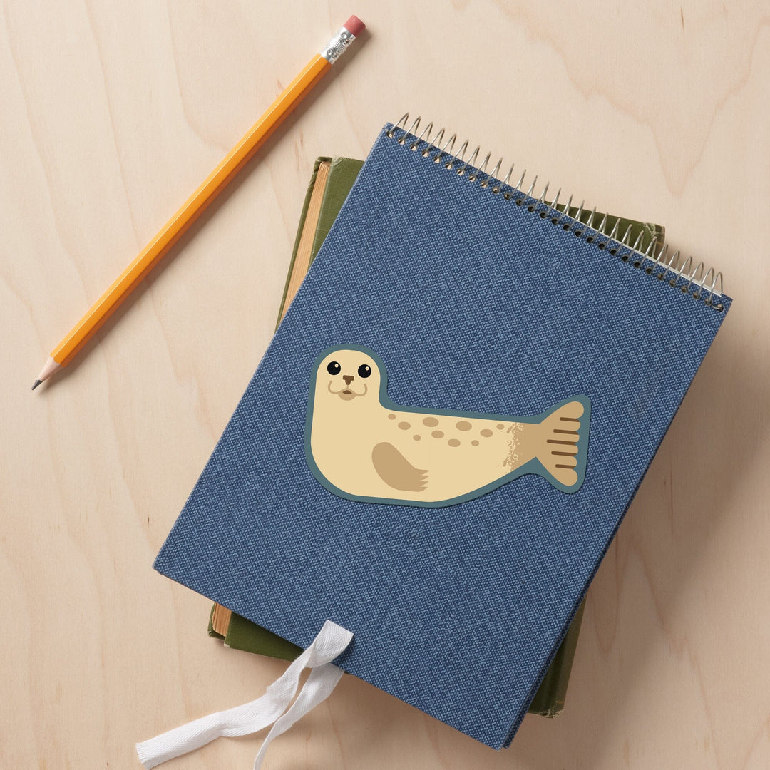 Harbor Seal, Geometric, Contour, Lantern Press Artwork, Vinyl Sticker - Lantern Press