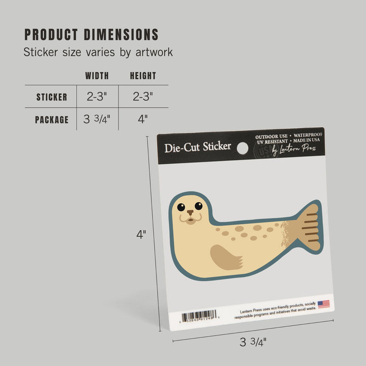 Harbor Seal, Geometric, Contour, Lantern Press Artwork, Vinyl Sticker - Lantern Press