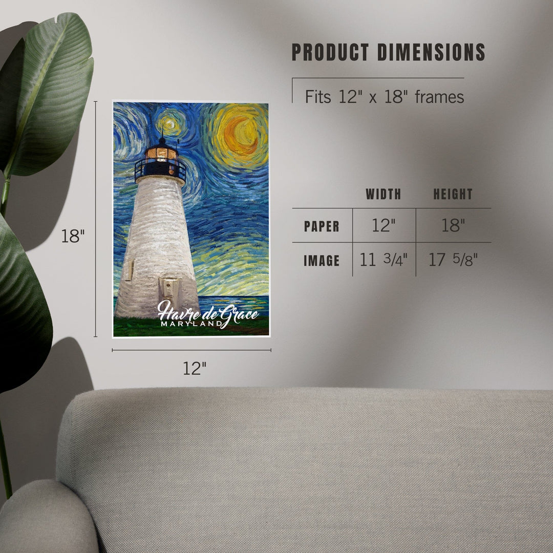 Havre De Grace, Maryland, Lighthouse, Starry Night, Art & Giclee Prints - Lantern Press