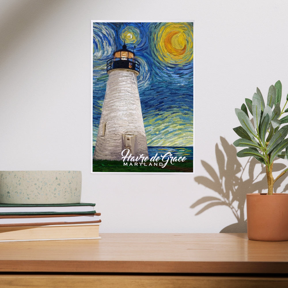 Havre De Grace, Maryland, Lighthouse, Starry Night, Art & Giclee Prints - Lantern Press