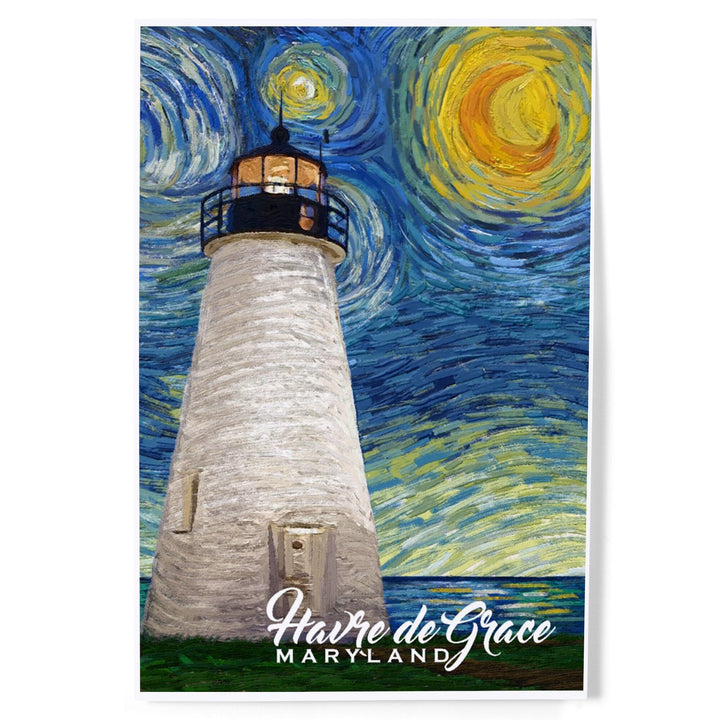 Havre De Grace, Maryland, Lighthouse, Starry Night, Art & Giclee Prints - Lantern Press