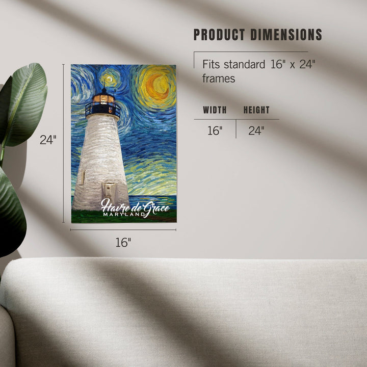 Havre De Grace, Maryland, Lighthouse, Starry Night, Art & Giclee Prints - Lantern Press