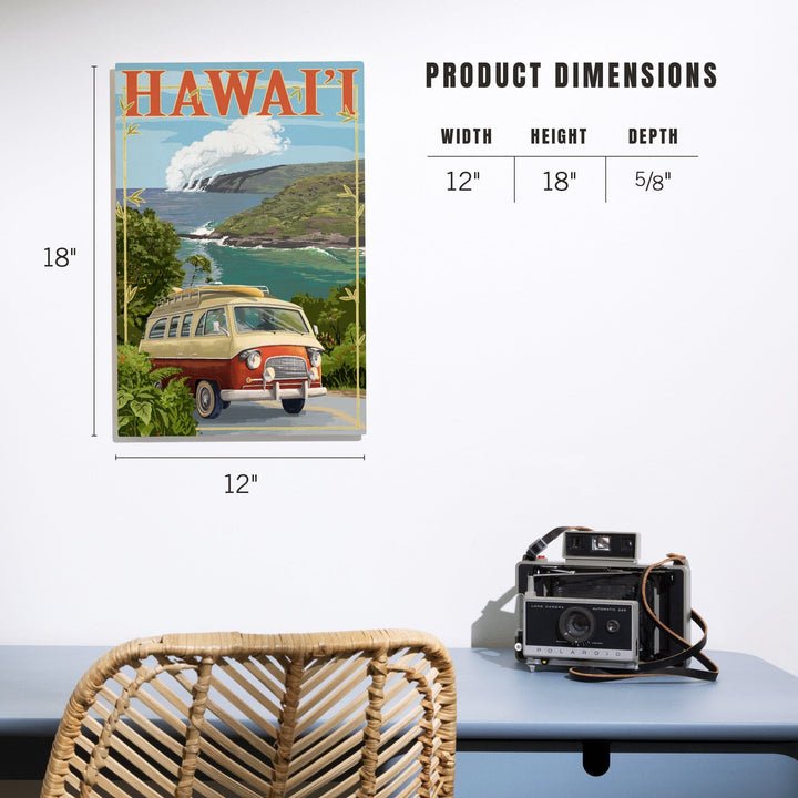 Hawaii, Camper Van, Lantern Press Artwork, Wood Signs and Postcards - Lantern Press