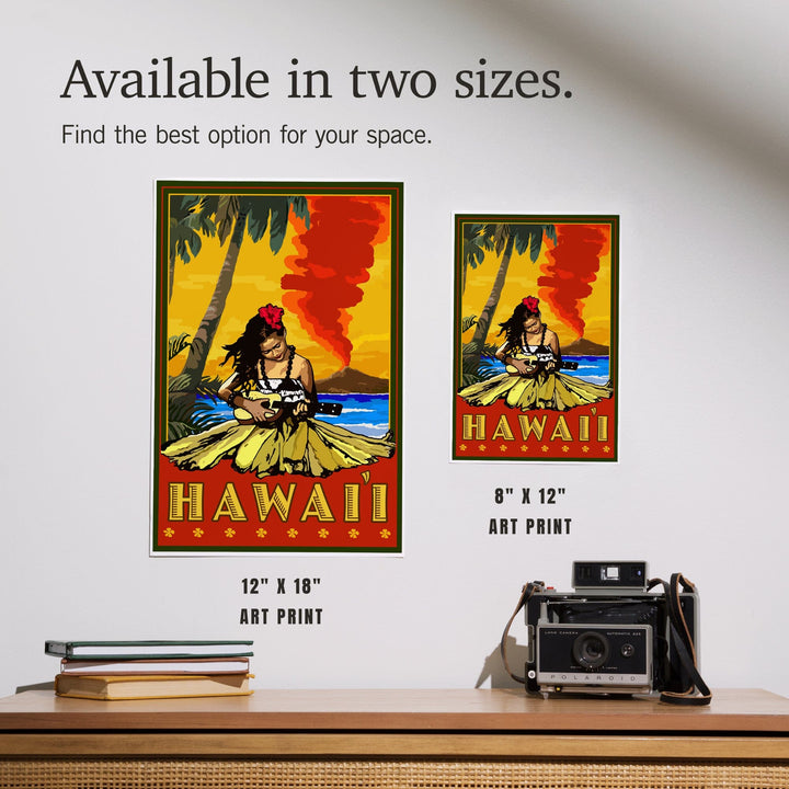 Hawaii, Hula Girl and Ukulele, Art & Giclee Prints - Lantern Press