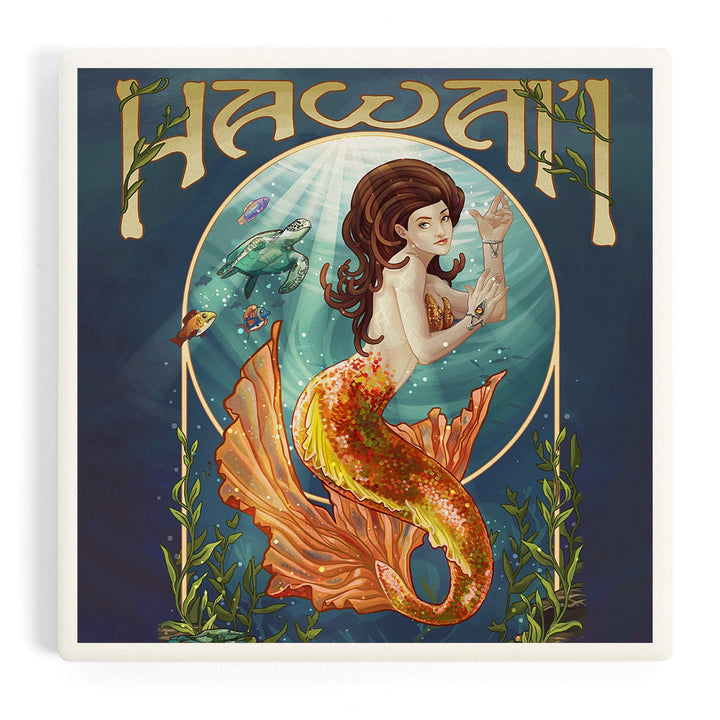 Hawaii, Mermaid, Coasters Coasters Lantern Press
