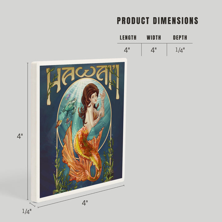 Hawaii, Mermaid, Coasters Coasters Lantern Press