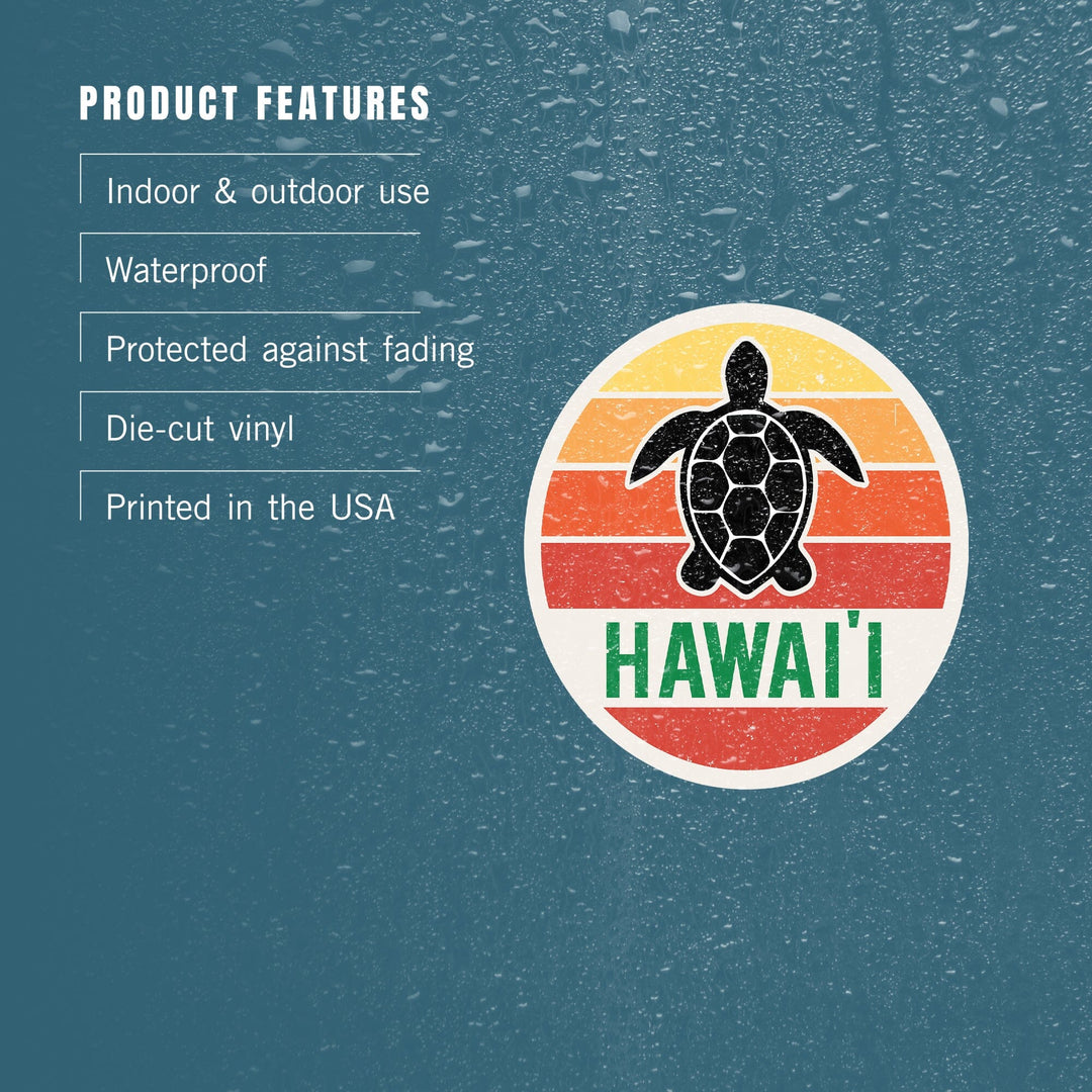 Hawaii, Sun, Contour, Color Blocking, Lantern Press Artwork, Vinyl Sticker - Lantern Press