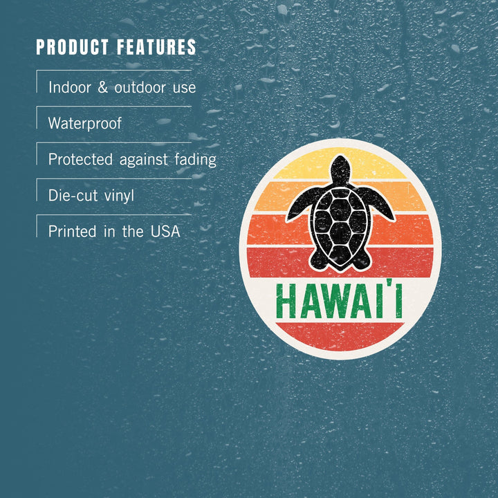 Hawaii, Sun, Contour, Color Blocking, Lantern Press Artwork, Vinyl Sticker - Lantern Press