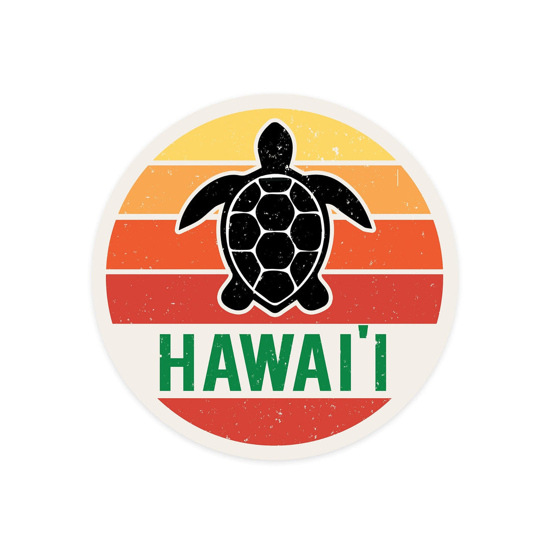 Hawaii, Sun, Contour, Color Blocking, Lantern Press Artwork, Vinyl Sticker - Lantern Press