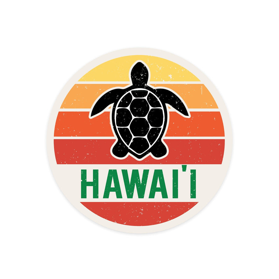 Hawaii, Sun, Contour, Color Blocking, Lantern Press Artwork, Vinyl Sticker - Lantern Press