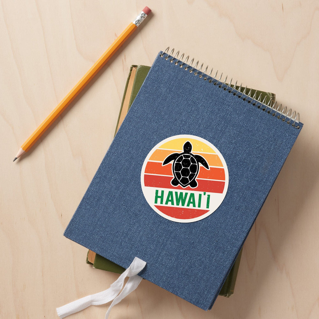 Hawaii, Sun, Contour, Color Blocking, Lantern Press Artwork, Vinyl Sticker - Lantern Press