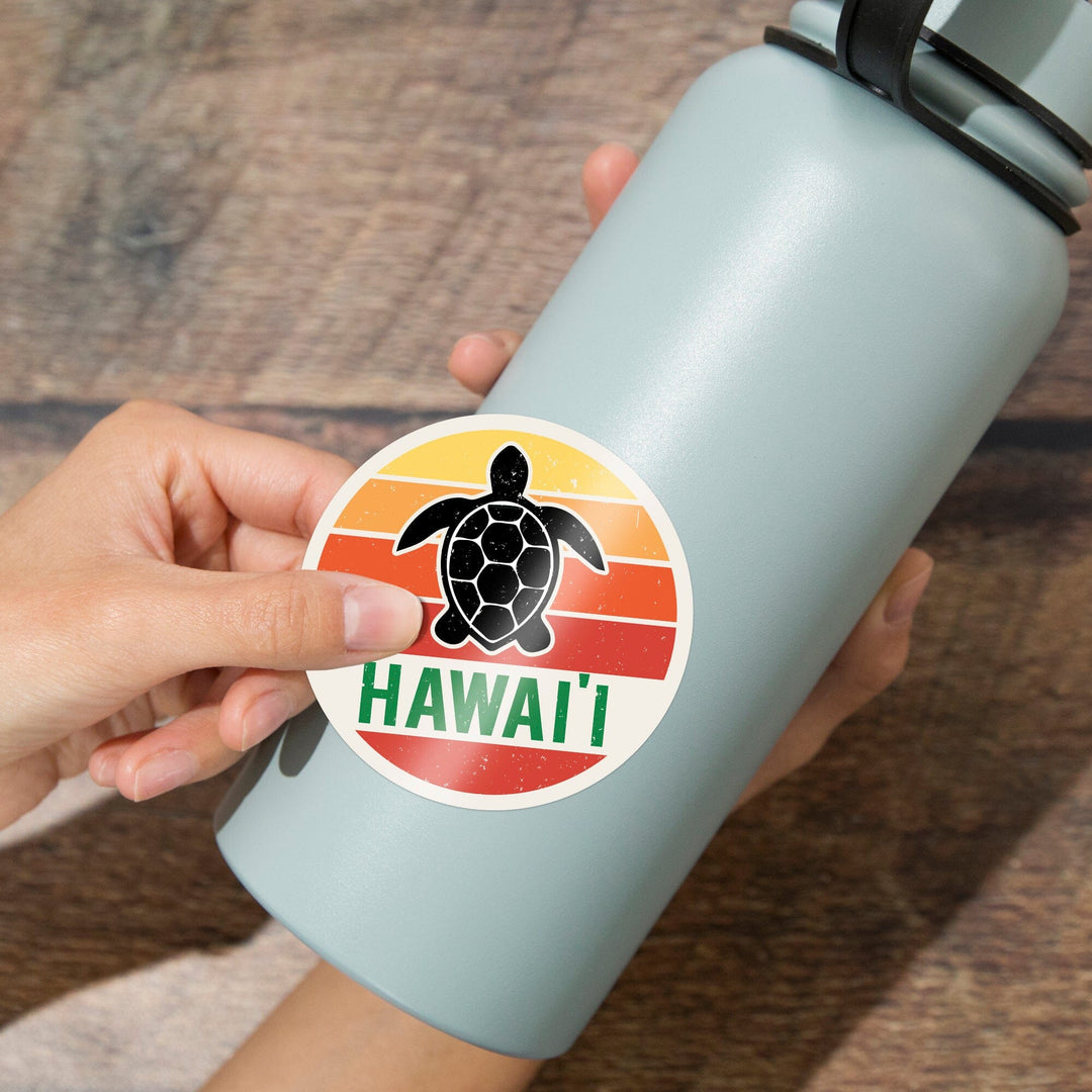 Hawaii, Sun, Contour, Color Blocking, Lantern Press Artwork, Vinyl Sticker - Lantern Press
