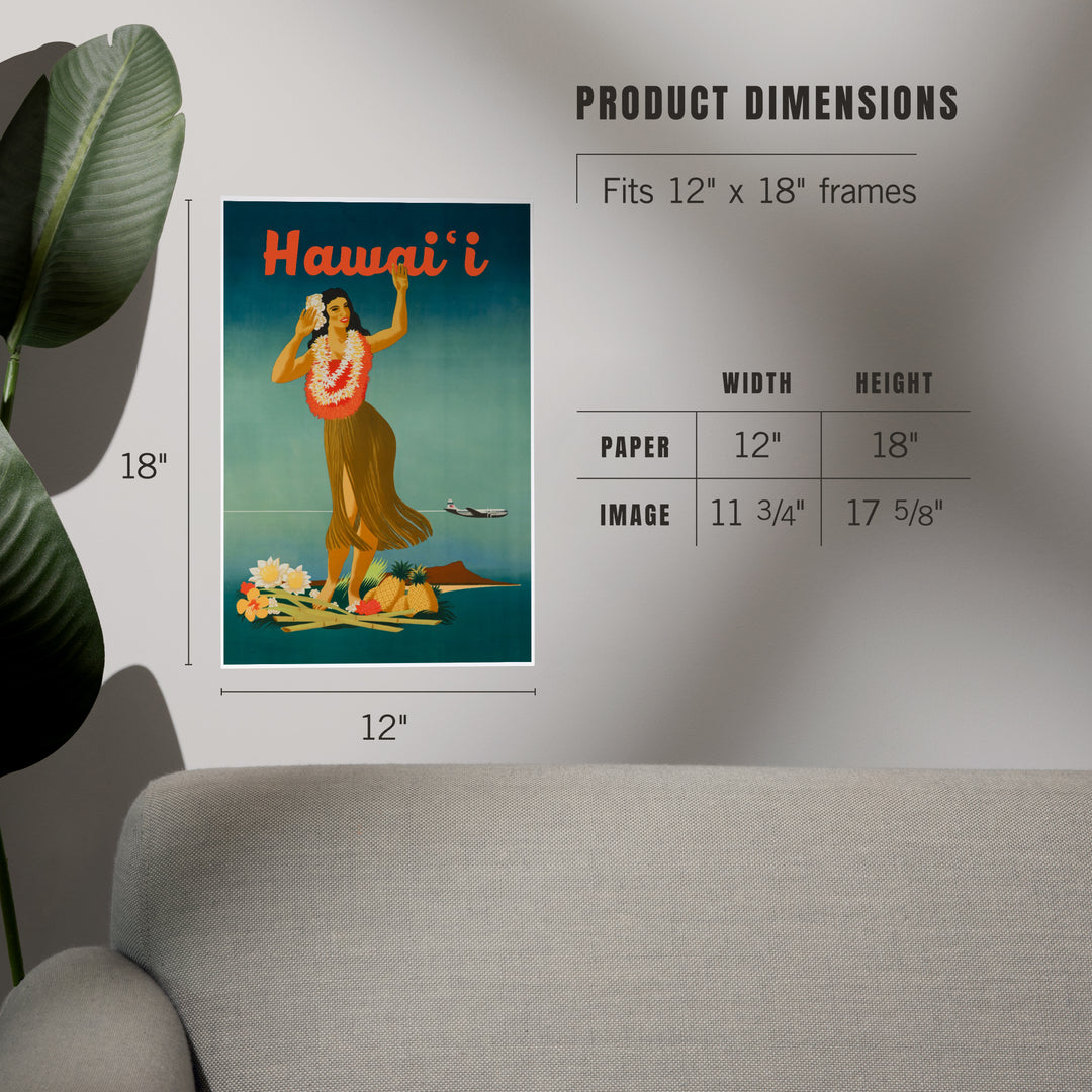 Hawaii, Vintage Hula, Art & Giclee Prints Art Lantern Press