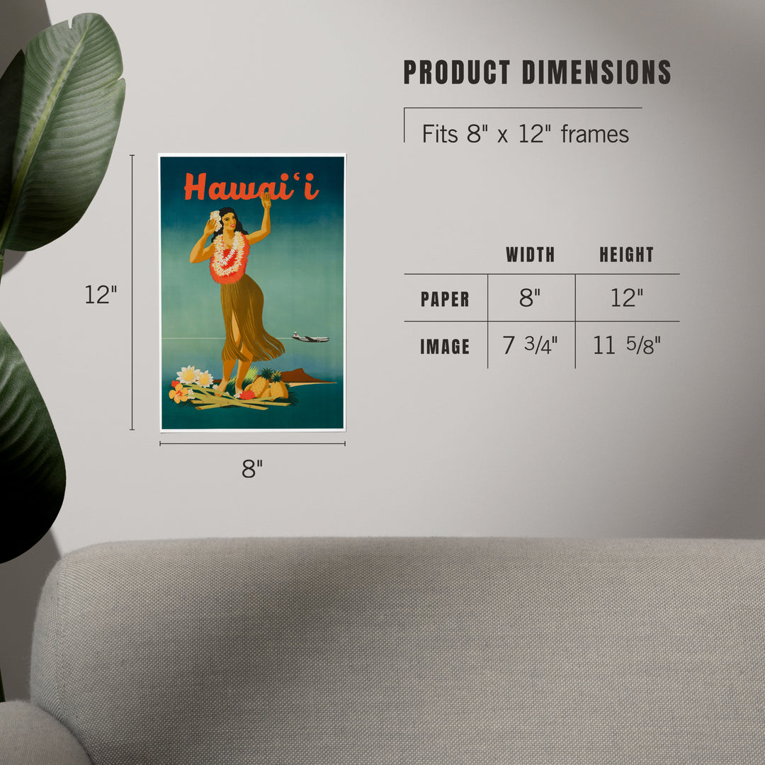 Hawaii, Vintage Hula, Art & Giclee Prints Art Lantern Press