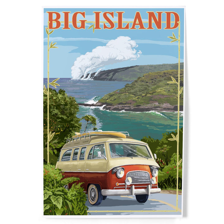 Hawaii Volcanoes National Park, Hawaii, Camper Van, Art & Giclee Prints Art Lantern Press