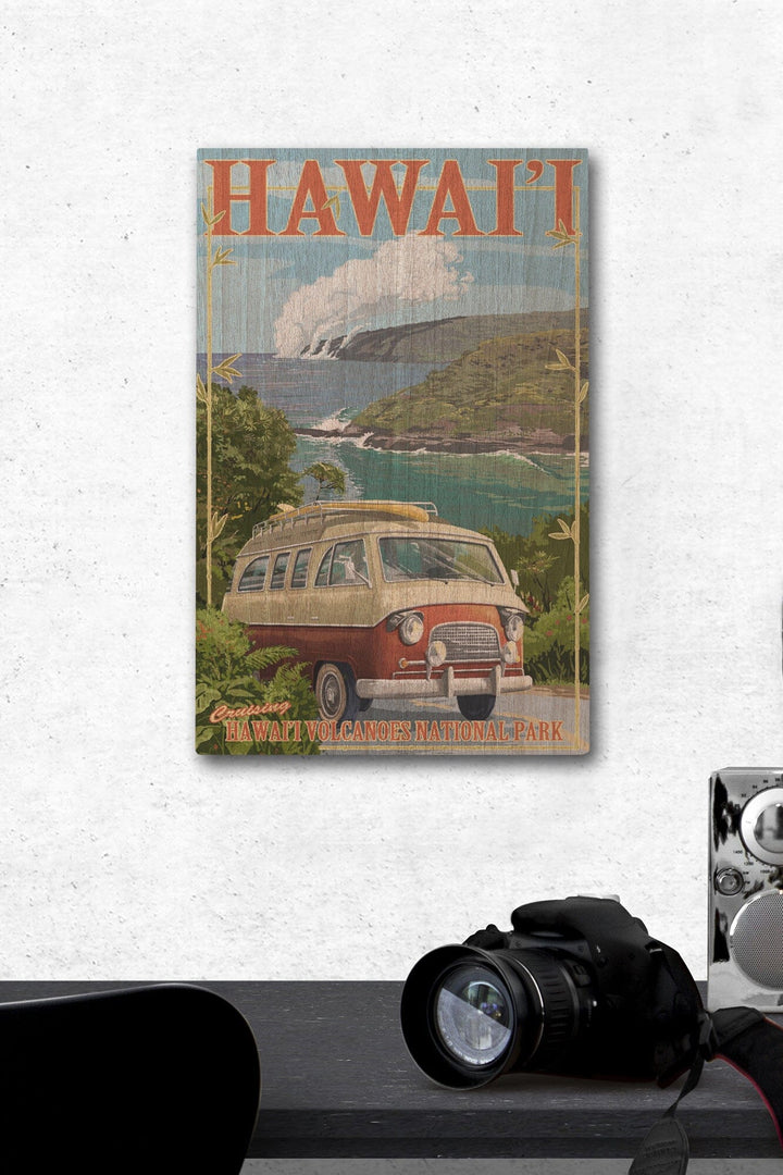 Hawaii Volcanoes National Park, Hawaii, Camper Van, Lantern Press Artwork, Wood Signs and Postcards - Lantern Press