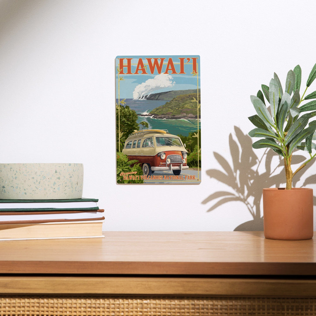 Hawaii Volcanoes National Park, Hawaii, Camper Van, Lantern Press Artwork, Wood Signs and Postcards - Lantern Press