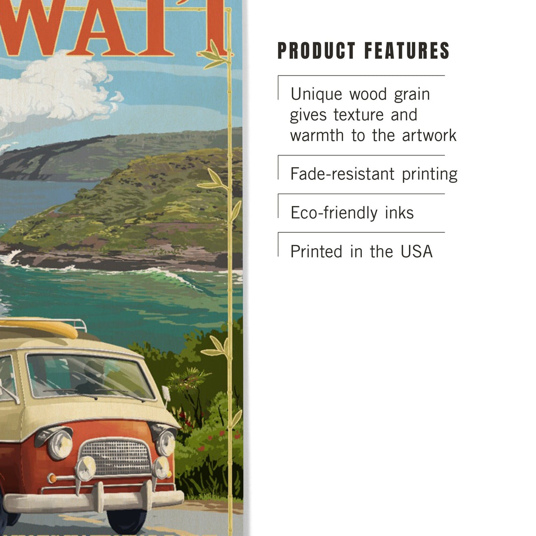 Hawaii Volcanoes National Park, Hawaii, Camper Van, Lantern Press Artwork, Wood Signs and Postcards - Lantern Press