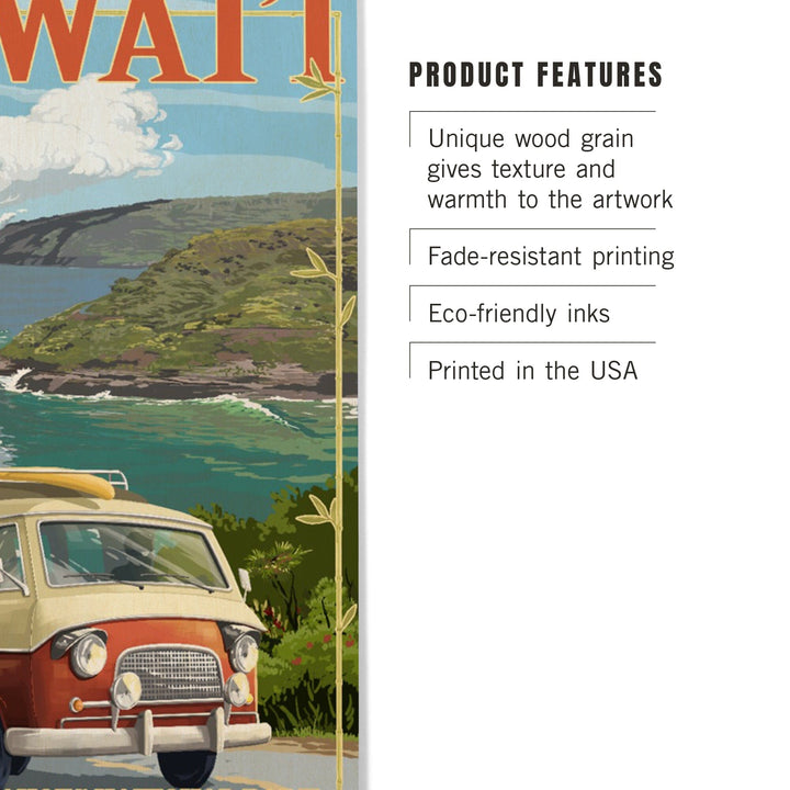 Hawaii Volcanoes National Park, Hawaii, Camper Van, Lantern Press Artwork, Wood Signs and Postcards - Lantern Press