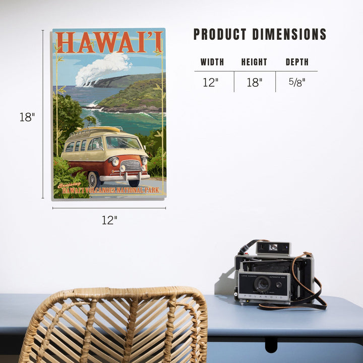 Hawaii Volcanoes National Park, Hawaii, Camper Van, Lantern Press Artwork, Wood Signs and Postcards - Lantern Press