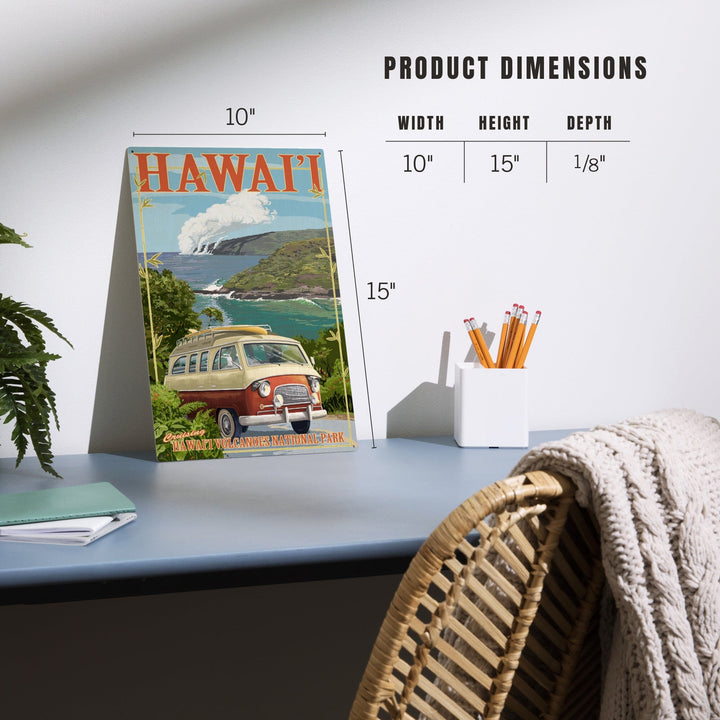 Hawaii Volcanoes National Park, Hawaii, Camper Van, Lantern Press Artwork, Wood Signs and Postcards - Lantern Press