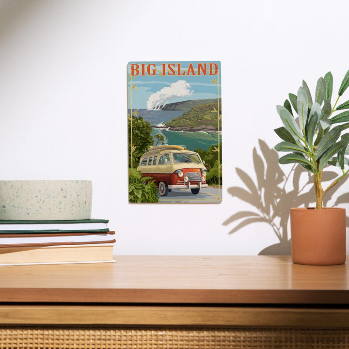 Hawaii Volcanoes National Park, Hawaii, Camper Van, Wood Signs and Postcards Wood Lantern Press