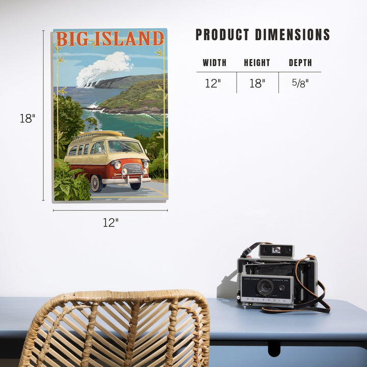 Hawaii Volcanoes National Park, Hawaii, Camper Van, Wood Signs and Postcards Wood Lantern Press