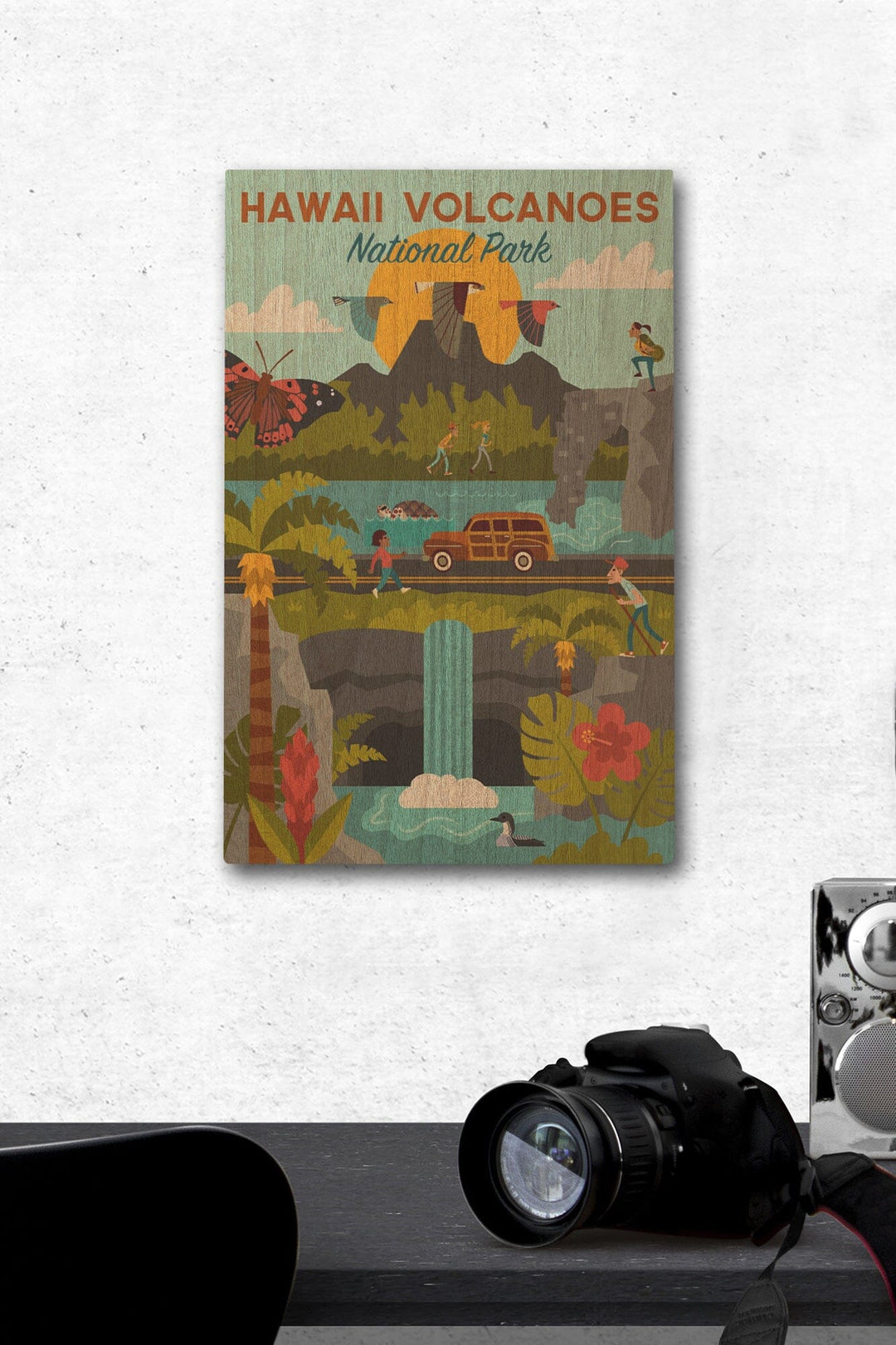 Hawaii Volcanoes National Park, Hawaii, Geometric National Park Series, Lantern Press Artwork, Wood Signs and Postcards - Lantern Press