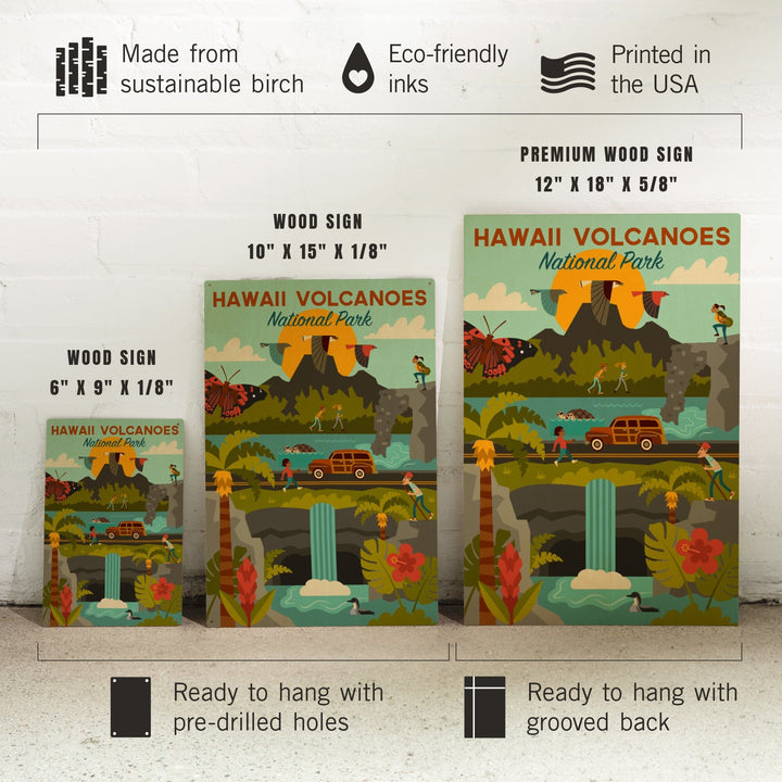 Hawaii Volcanoes National Park, Hawaii, Geometric National Park Series, Lantern Press Artwork, Wood Signs and Postcards - Lantern Press