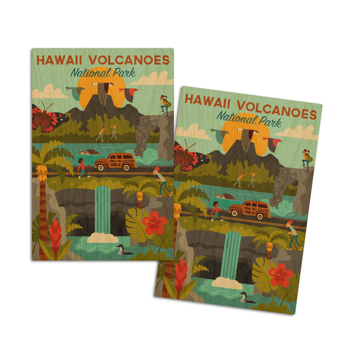 Hawaii Volcanoes National Park, Hawaii, Geometric National Park Series, Lantern Press Artwork, Wood Signs and Postcards - Lantern Press
