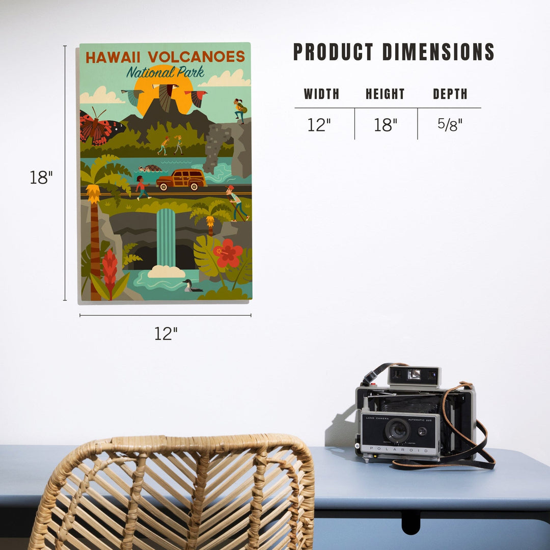 Hawaii Volcanoes National Park, Hawaii, Geometric National Park Series, Lantern Press Artwork, Wood Signs and Postcards - Lantern Press