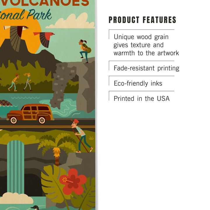 Hawaii Volcanoes National Park, Hawaii, Geometric National Park Series, Lantern Press Artwork, Wood Signs and Postcards - Lantern Press